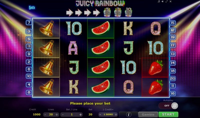 Играть Juicy Rainbow от 5 Men Gaming в казино 1Win
