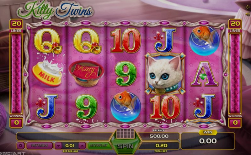 Играть Kitty Twins от Gameart в казино 1Win