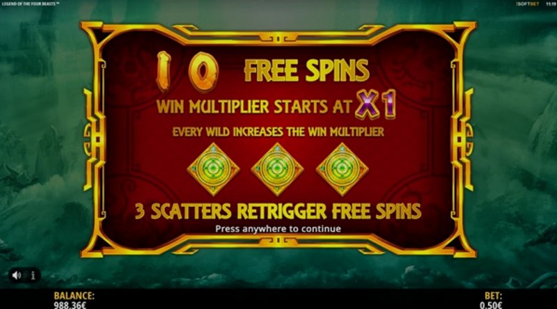 Играть Legend of the Four Beasts от Isoftbet в казино 1Win