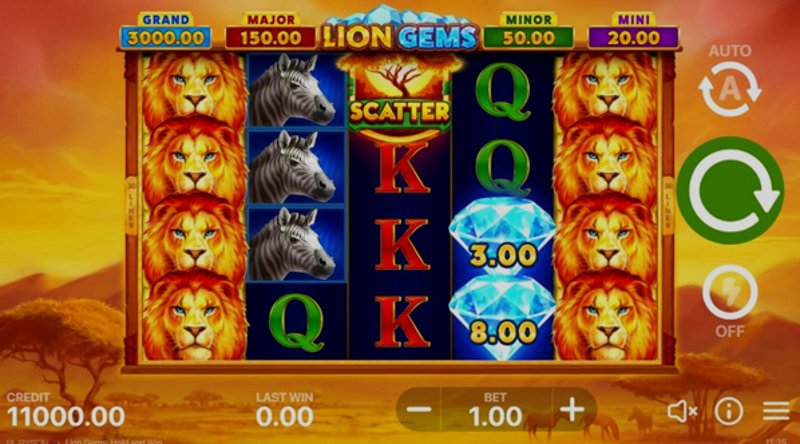 Играть Lion Gems: Hold and Win от Playson в казино 1Win