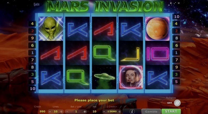 Играть Mars Invasion от 5 Men Gaming в казино 1Win