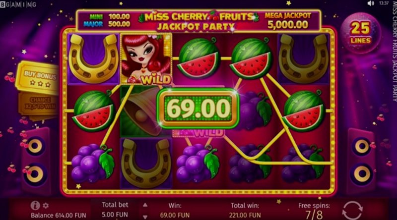 Играть Miss Cherry Fruits от Bgaming в казино 1Win