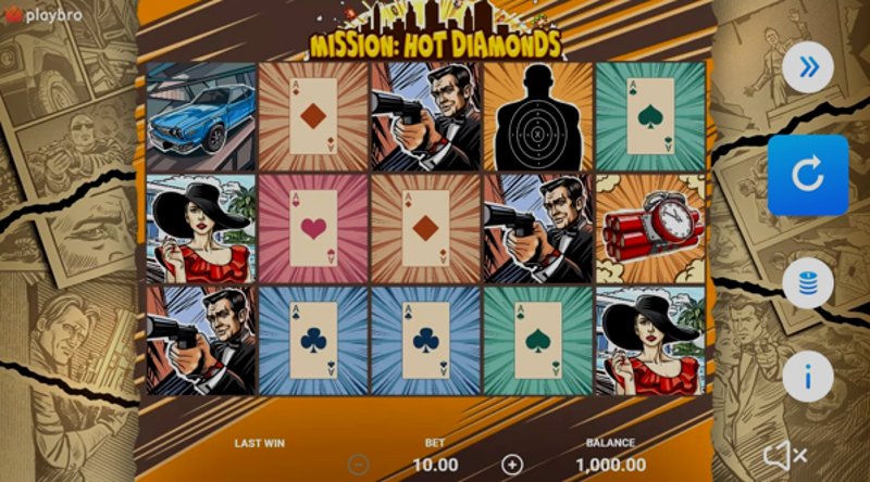Играть Mission: Hot Diamonds от Playbro в казино 1Win