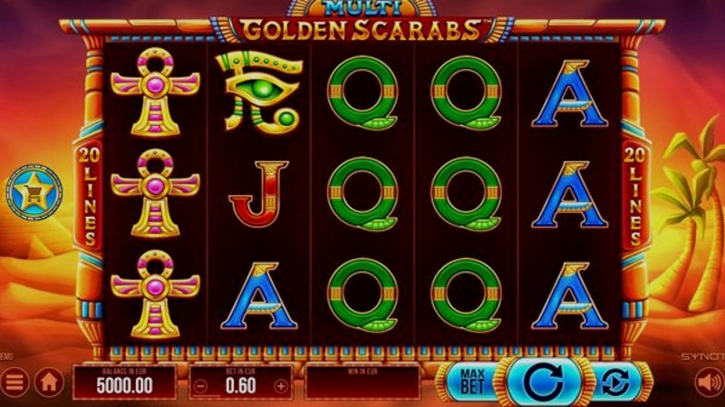Играть Multi Golden Scarabs от Synot в казино 1Win