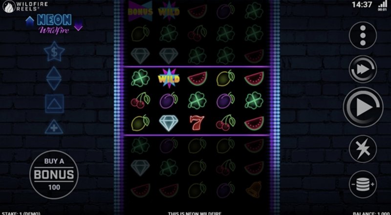 Играть Neon Wildfire with Wildfire Reels от Rogue в казино 1Win