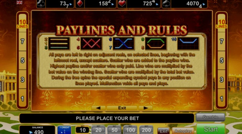 Играть Versailles Gold от Amusnet Interactive в казино 1Win