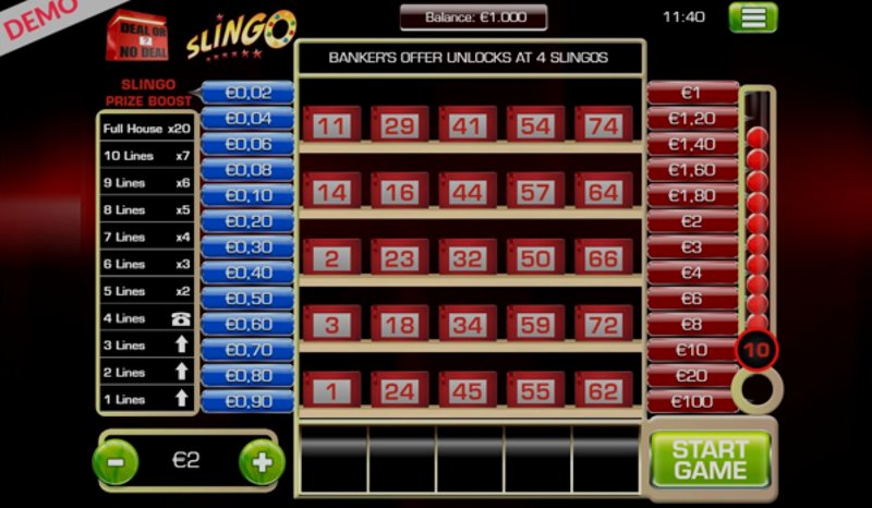 Играть Slingo Deal Or No Deal от Slingo в казино 1Win