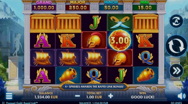 Играть Pompeii Gold: Rapid Link от Netgame в казино 1Win