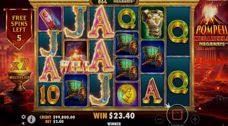 Играть Pompeii Megareels Megaways от Pragmatic в казино 1Win