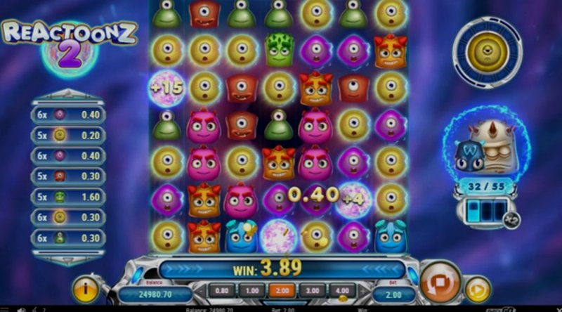 Играть Reactoonz от Playn Go в казино 1Win