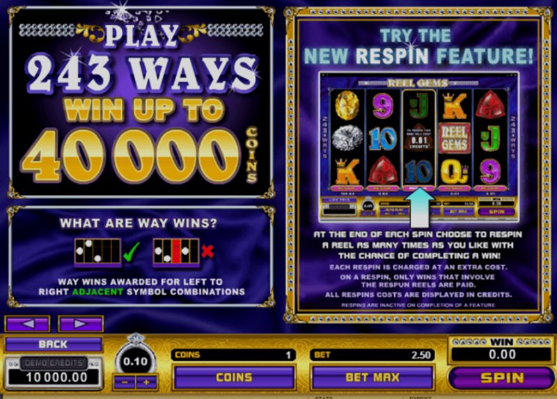Играть Reel Gems от Microgaming в казино 1Win