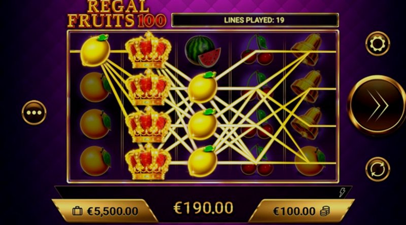 Играть Regal Fruits 100 от Amigogaming в казино 1Win