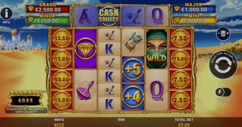 Играть Sahara Riches Megaways Cash Collect от Playtech в казино 1Win