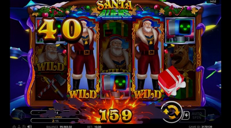 Играть Santa VS Aliens от Swintt в казино 1Win