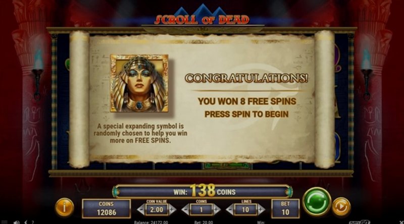 Играть Scroll of Dead от Playn Go в казино 1Win