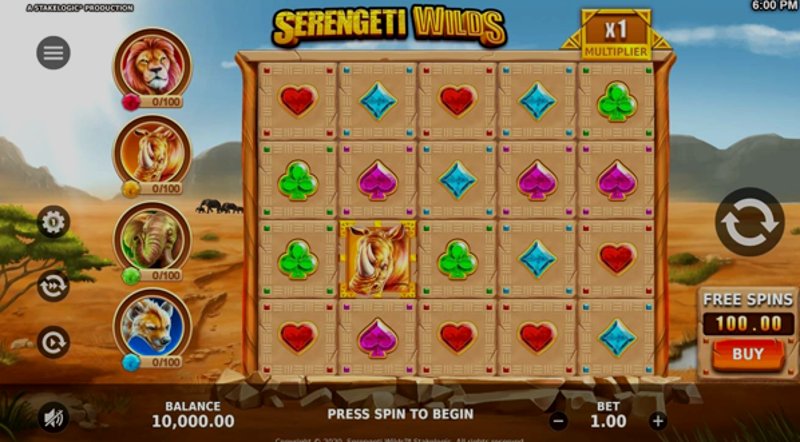 Играть Serengeti Wilds от Stakelogic в казино 1Win