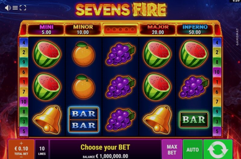 Играть Sevens Fire от Gamomat Standard в казино 1Win