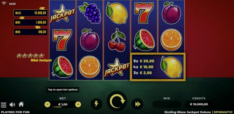 Играть Sizzling Blaze Jackpot Deluxe от Spinmatic в казино 1Win