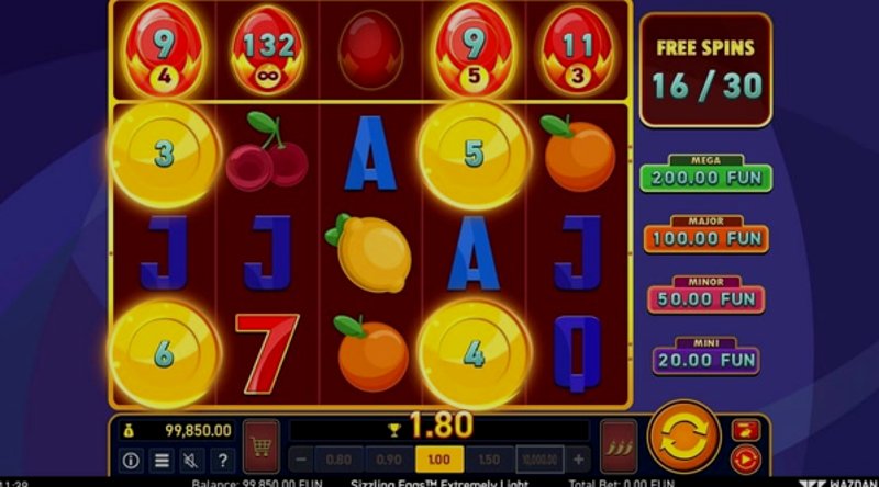 Играть Sizzling Eggs™ Extremely Light от Wazdan в казино 1Win