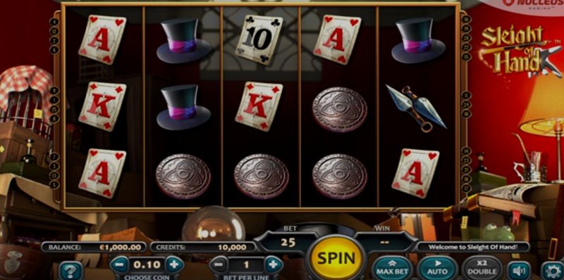 Играть Sleight of Hand от Nucleus Gaming в казино 1Win
