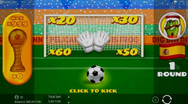 Играть Soccermania от Bgaming в казино 1Win