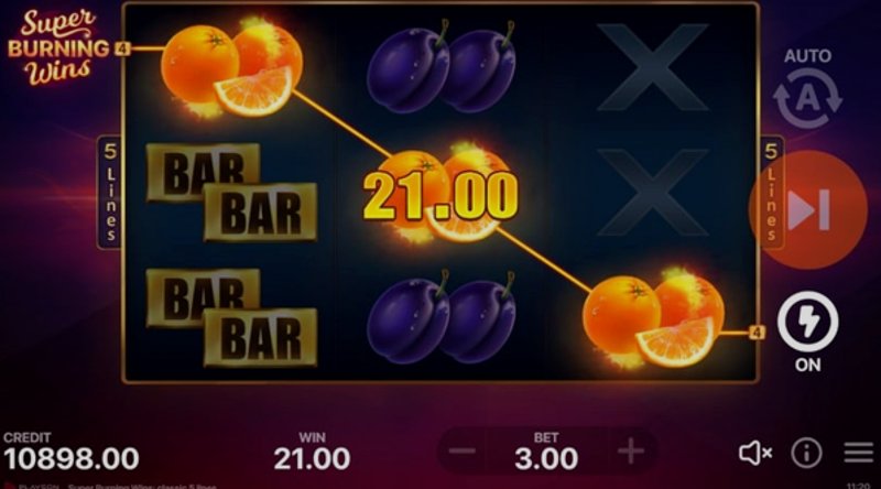 Играть Super Burning Wins: classic 5 lines от Playson в казино 1Win