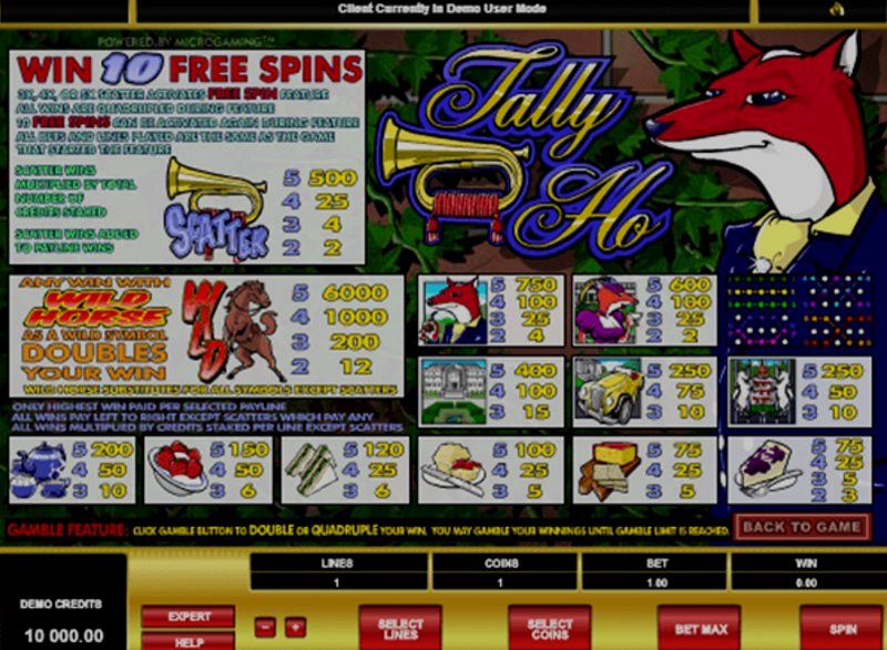 Играть Tally Ho от Microgaming в казино 1Win