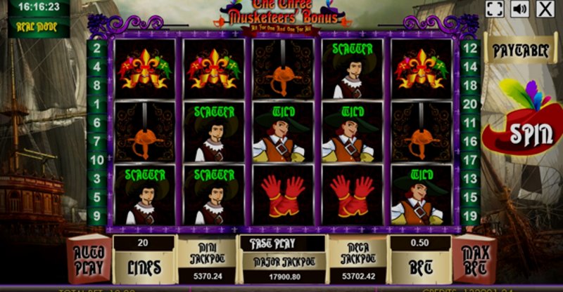 Играть The Three Musketeers от Edict в казино 1Win