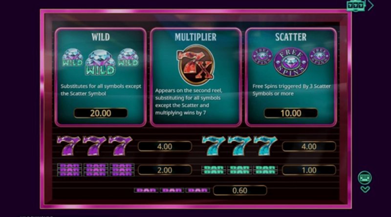 Играть Wild Diamond 7x от Booming в казино 1Win