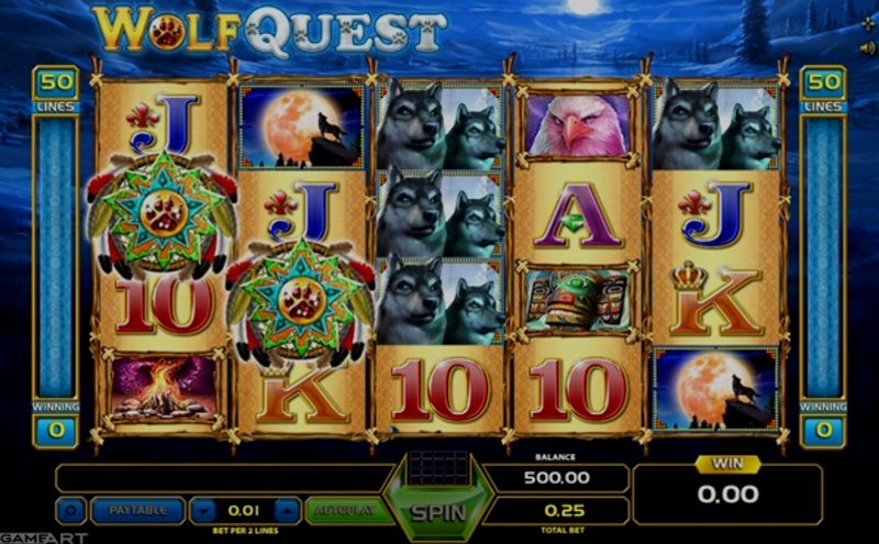 Играть Wolf Quest от Gameart в казино 1Win